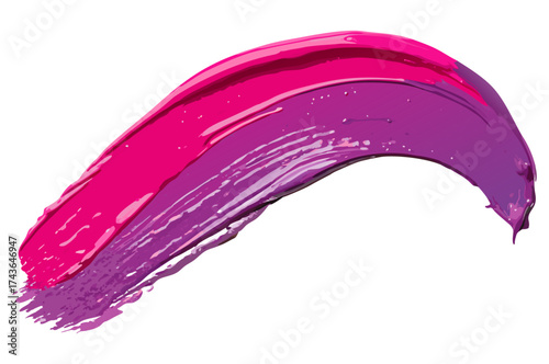 Pink and purple brushstrokes create vibrant dynamic curves on transparent background for cosmetic packaging and promotional web banners and product label designs and product mockups