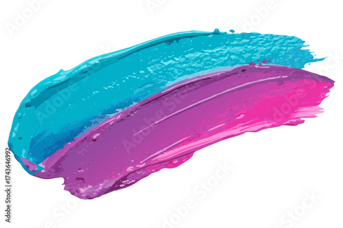 Blue and pink contrasting paint strokes form dynamic swirl on transparent background for vibrant packaging labels and web banners and for packaging label design for packaging and label design