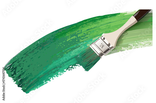 Green paintbrush painting textured green stroke on transparent background for creative templates, design projects, or digital decoration requiring color highlight