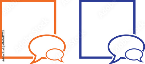 Orange square and speech bubble vector illustration graphic