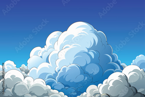 A beautiful cloudscape of clouds in a blue sky, perfect as a seamless summer pattern vector illustration