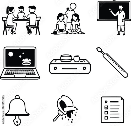 Stock vector illustration of education school learning study teaching knowledge class students lesson 100