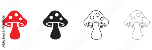 mushroom icon vector sign, Champignon mushroom symbol, Forest mushroom vector illustration