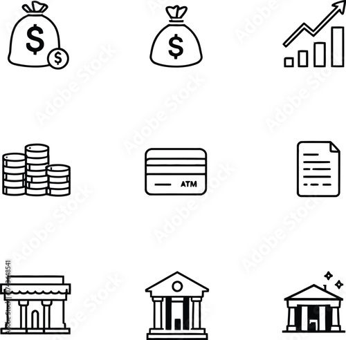 Financial banking and investment icons set vector illustration for web and mobile design 100