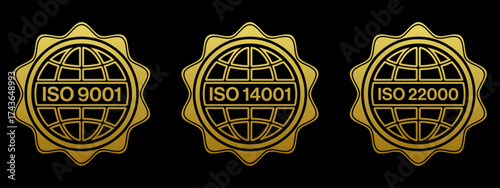 ISO 9001 14001 22000 Certified Gold Management System Badge Seal Design