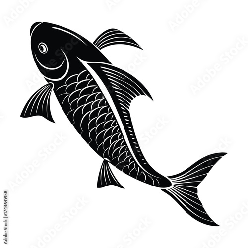 Black Koi Fish Illustration