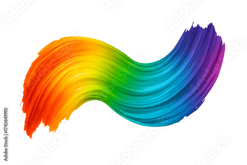 Vibrant colorful brushstroke with rainbow hues on black backdrop