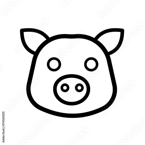 piggy, pig head - simple vector icon