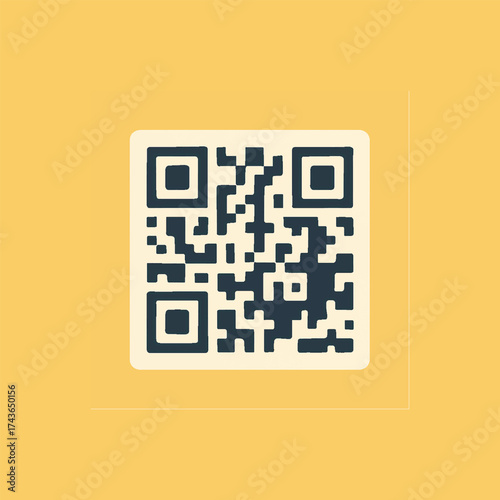QR code icon. Fake template of quick responce matrix barcode in square grid. Mobile phone camera readable digital label isolated on white background. Vector graphic illustration. eps10	
