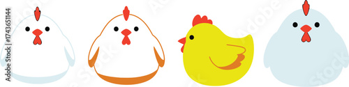 Cute chicken cartoon vector illustration farm animal poultry aditable