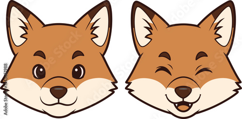 Cute fox face cartoon vector illustration design graphic aditable