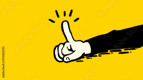 Cartoon Hand Reaching Out on Yellow Background with Black Sleeve