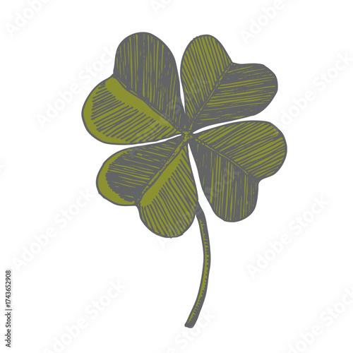 Clover leaves sketch. Decorative sceleton leaf icons. Vector hand drawn illustration. Minimal line art style. St Patrick's day elements.