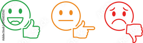 Customer feedback survey results with happy sad and neutral face aditable