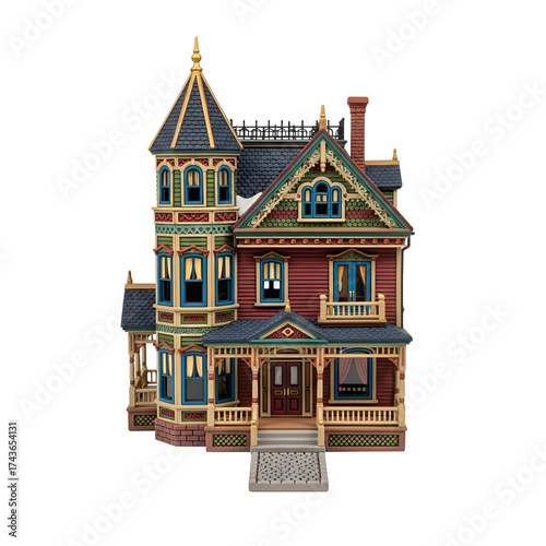 Wallpaper Mural Detailed Victorian House Model Showcasing Architectural Details and Intricate Design, Isolated on Transparent Background, Decorative House Model Themes Torontodigital.ca