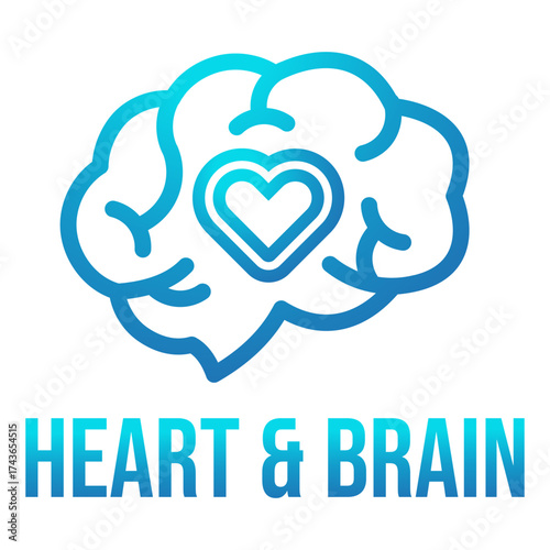 heart and brain flat minimalist logo design