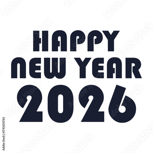 Happy New Year 2026 A bold and modern typography design, exuding an atmosphere of excitement and joy, announces the arrival of the New Year with stylized text.