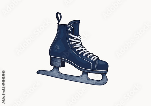 Ice skate illustration featuring a classic design with laces and a sturdy blade, representing winter sports and the joy of ice skating during the cold season