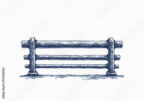 Wooden railing in winter setting, showcasing snow and sleet accumulation, creating a serene atmosphere with a focus on nature's beauty and seasonal changes