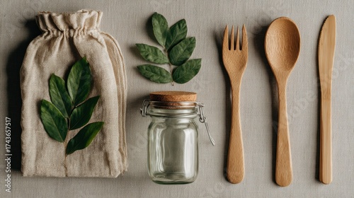 Wallpaper Mural Creative kitchen setup with plants and natural utensils for dining Torontodigital.ca