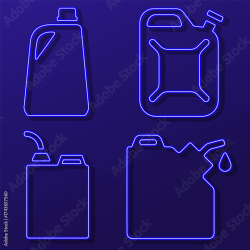 canister group of neon icons, vector illustration, on a black background.