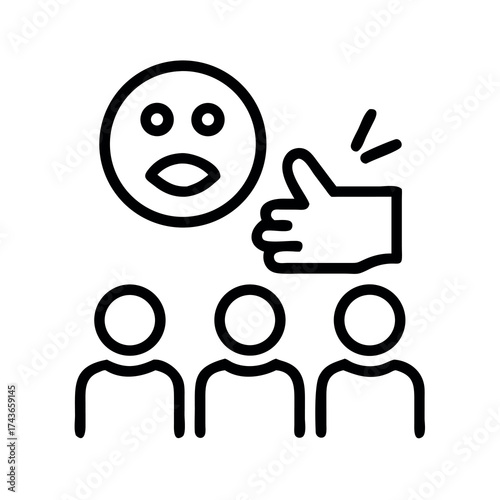 Customer feedback and satisfaction survey with audience reaction and positive endorsement icon