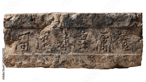 Great Wall stone inscription background isolated on a Transparent background, PNG file.