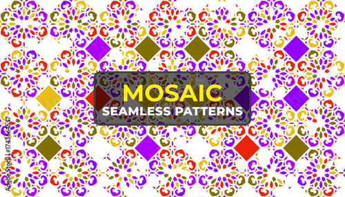 Modern Islamic Geometric Background with Mosaic Tile Texture