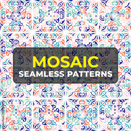 Modern Islamic Geometric Background with Mosaic Tile Texture