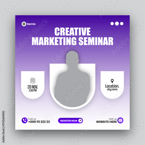 Business Conference Social Media Post Template or online business webinar social media post design template