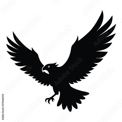 Eagle silhouette with wings outstretched, ready to take flight