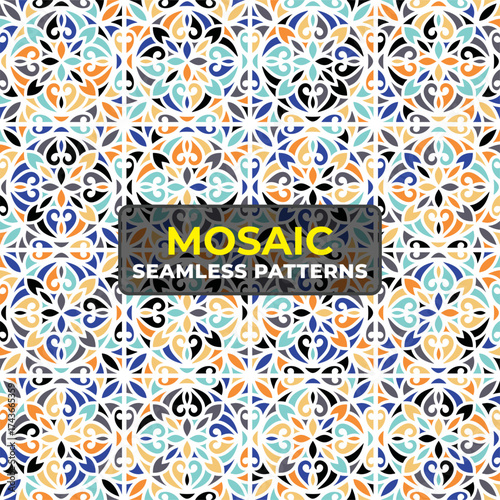 Traditional Arabic Mosaic Background with Intricate Islamic Ornament