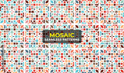 Decorative Islamic Geometric Tile Pattern with Arabesque Motif
