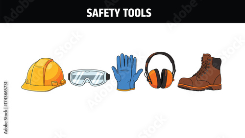 Various safety equipment shown on a white background here bundle design