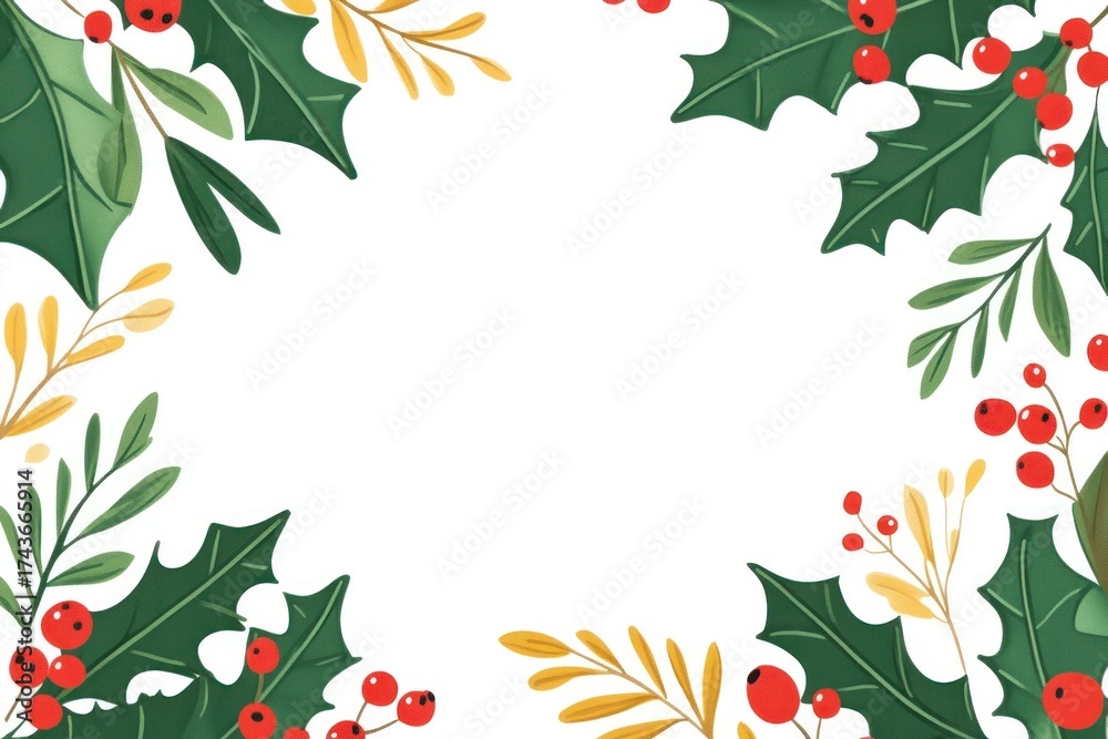 Fototapeta premium Christmas frame border leaves leaf christmas.