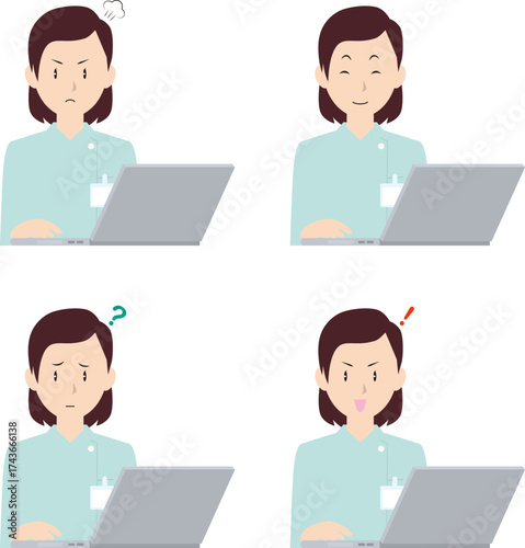 ノートPCと女性看護師②