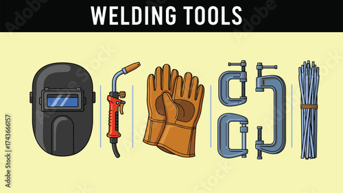 Assorted equipment for joining metal parts together shown bundle design
