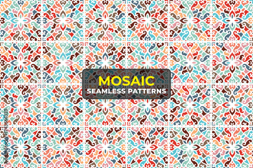Modern Islamic Geometric Background with Mosaic Tile Texture