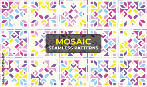 Decorative Islamic Geometric Tile Pattern with Arabesque Motif
