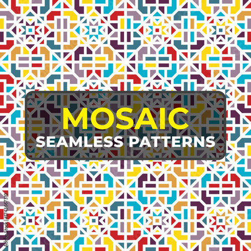 Decorative Islamic Geometric Tile Pattern with Arabesque Motif