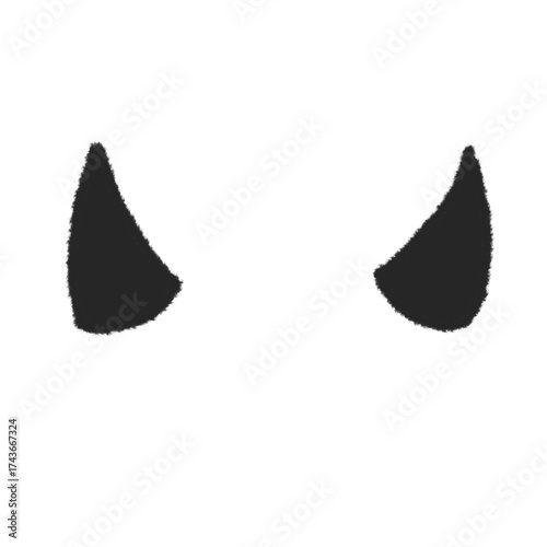 Fotografía 悪魔のツノの手描きイラストアイコン。シンプルな落描きのスタンプ素材。Doodle Sticker Decorations