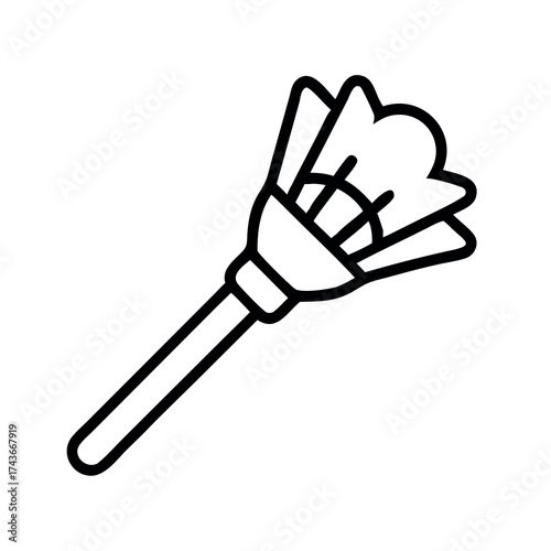 Simple line drawing of a dandelion seed head ready to disperse its fluffy seeds