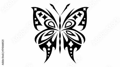 Elegant tribal butterfly design perfect for tattoos, stickers, or logos that need a touch of nature and simple beauty, ideal for feminine brands