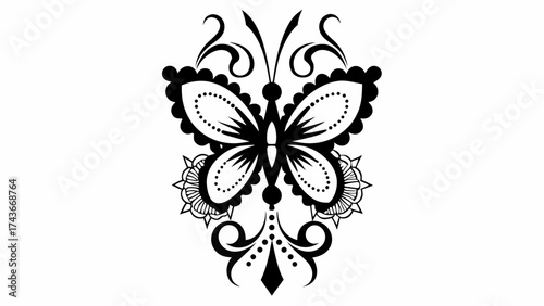 Stunning butterfly design with intricate floral details, perfect for tattoo art, elegant invitations, and unique design elements, originally created as scalable vector