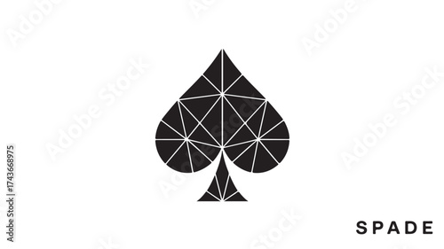 Striking geometric spade design for edgy brands, cool minimalist style perfect for gaming logos, tattoo designs, or modern abstract art projects, symbol of luck and mystery