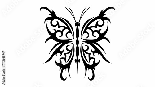 Elegant tribal butterfly tattoo design for creative projects, symbolizing transformation, beauty, and freedom, perfect for branding or artistic expression
