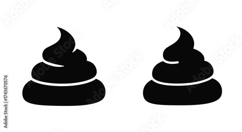 Two black swirls resembling piles of dung simple graphic illustration