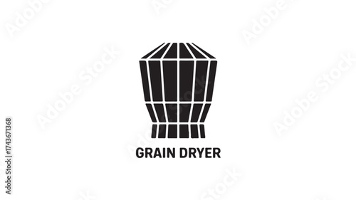 Modern minimalist design showcasing a grain dryer, perfect for agricultural businesses and farmers looking for a sleek, professional logo or symbol for their brand identity