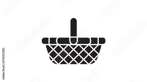 Stylized picnic basket icon ready for summer fun, perfect for branding or website design, add a touch of outdoor charm with this simple, clean basket graphic