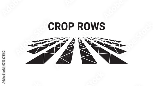 Geometric crop rows create a modern minimalist design, perfect for agricultural tech branding or sustainable farming initiatives, offering a clean and impactful visual statement